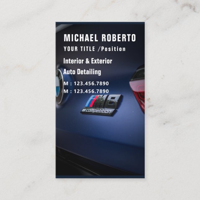 Auto Detailing Professional Car Wash Red Cleaning  Business Card (Front)