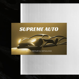Auto Detailing, Repair, Car Shop 3D Gold Modern Business Card