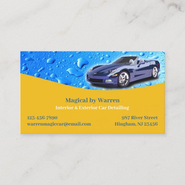 Auto Detailing Water Drops Business Card (Front)