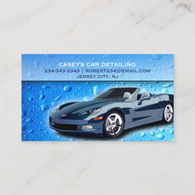 Auto Detailing Water Drops Business Card (Front)