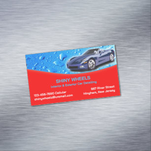 Auto Detailing Water Drops Magnetic Business Card