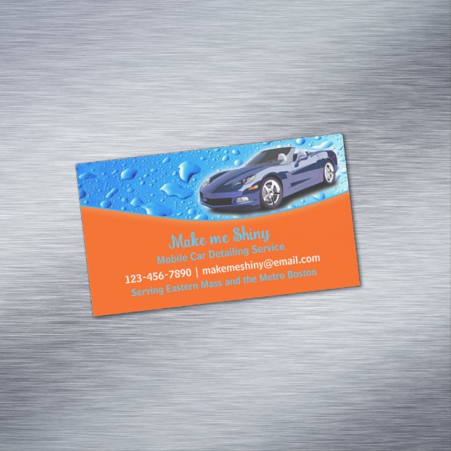 Auto Detailing Water Drops Magnetic Business Card (In Situ)