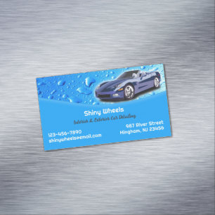 Auto Detailing Water Drops Magnetic Business Card