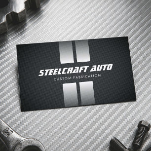 Auto Fabrication Racing Stripes Black Business Card