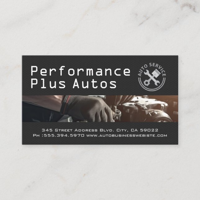 Auto Fix | Performance Autos | Mechanic  Business Card (Front)