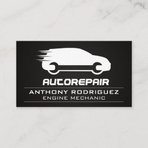 Auto Fix Repair Logo Carbon Fibre Metallic Business Card