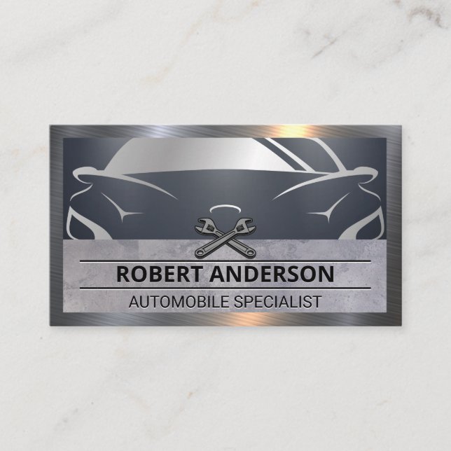 Auto Front View | Wrenches Logos Business Card (Front)