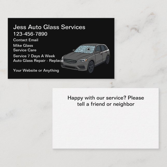 Auto Glass Repair Replace Service Business Card (Front/Back)
