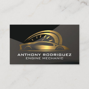 Auto Gold Metallic Logo   Sports Car  Business Card