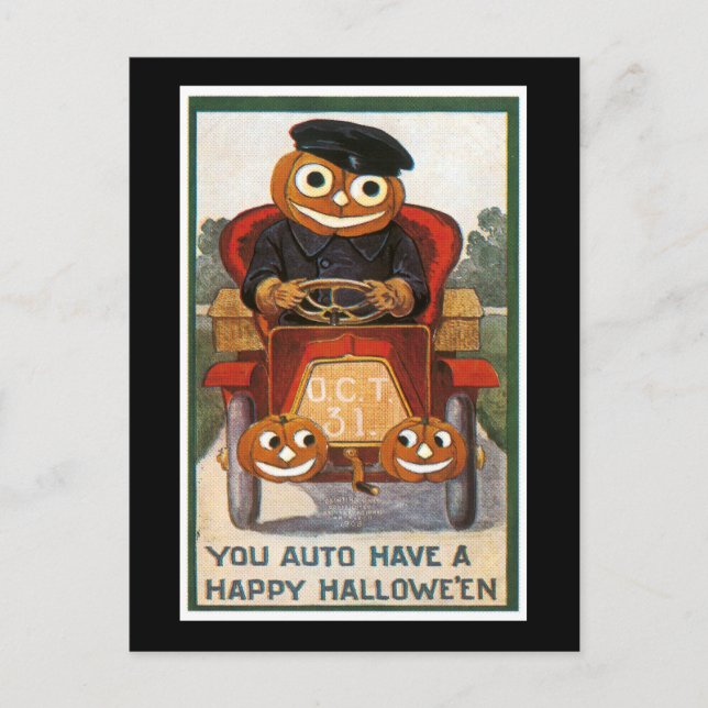 Auto Have a Happy Halloween Postcard (Front)