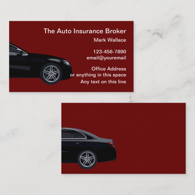 Auto Insurance Broker Business Cards (Front/Back)