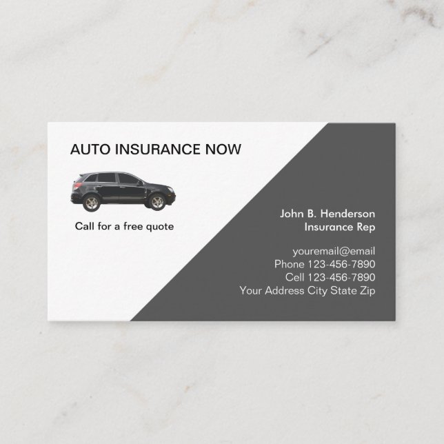 Auto Insurance Business Cards (Front)