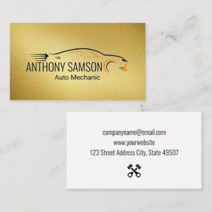 Auto Logo   Gold Background Business Card