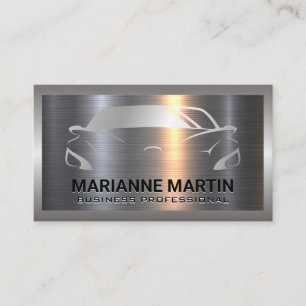 Auto Logo   Metal Aluminium Silver Brushed Business Card