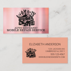 Auto Mechanic Automotive Repair Metal Contact Business Card