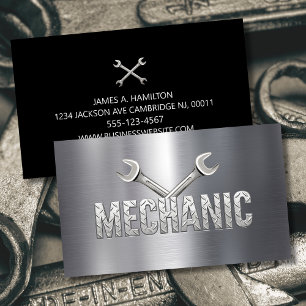 Auto Mechanic Automotive Repair Service Metal  Business Card
