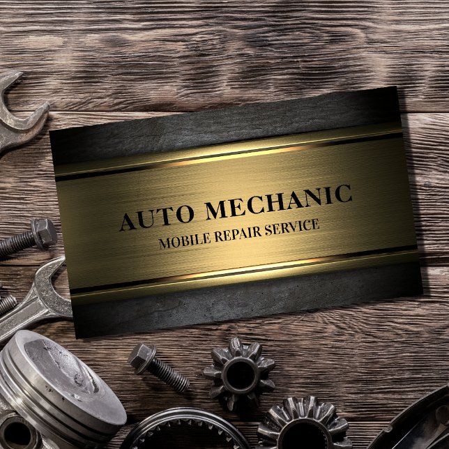 Auto Mechanic Automotive Repair Service Metal  Business Card (Creator Uploaded)