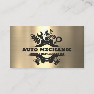 Auto Mechanic Automotive Repair Service Metal Business Card