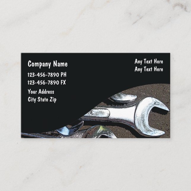 Auto Mechanic Business Cards (Front)