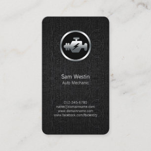 Auto Mechanic Car Engine Icon Black Business Card