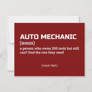 Auto Mechanic Definition – Funny Workplace Humour Postcard