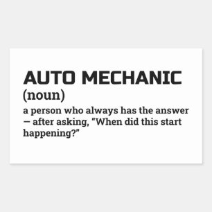 Auto Mechanic Definition Humour Rectangular Sticker