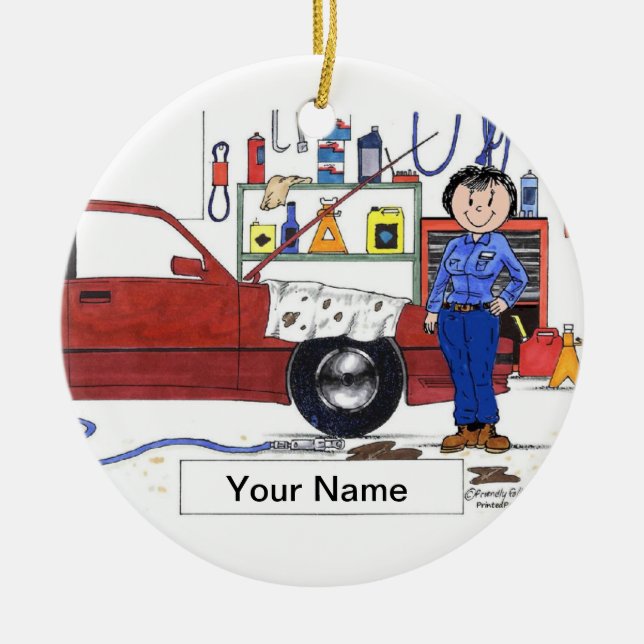 Auto Mechanic - Female Ceramic Ornament (Front)