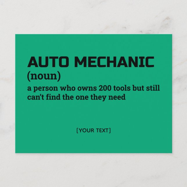 Auto Mechanic Funny Definition Postcard (Front)