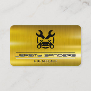 Auto Mechanic   Gold Metal   Auto Services Business Card