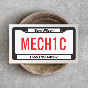 Auto Mechanic License Plate  Business Card