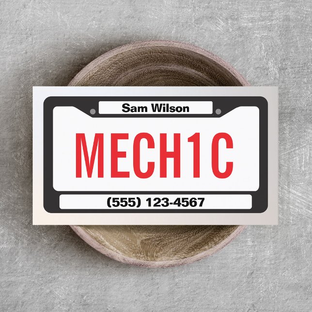 Auto Mechanic License Plate  Business Card (Creator Uploaded)