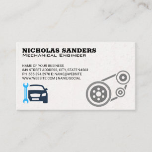 Auto Mechanic Repair Pulleys and Wrench in Hand Business Card