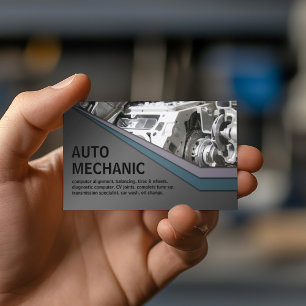 Auto Mechanic Service Metal Business Card
