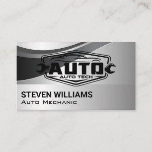 Auto Parts Car Repair Services Metallic Silver Business Card