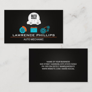 Auto Parts Carbon Fibre Pattern Auto Service Log Business Card