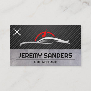 Auto Parts Logo Wrench Carbon Fibre Business Card