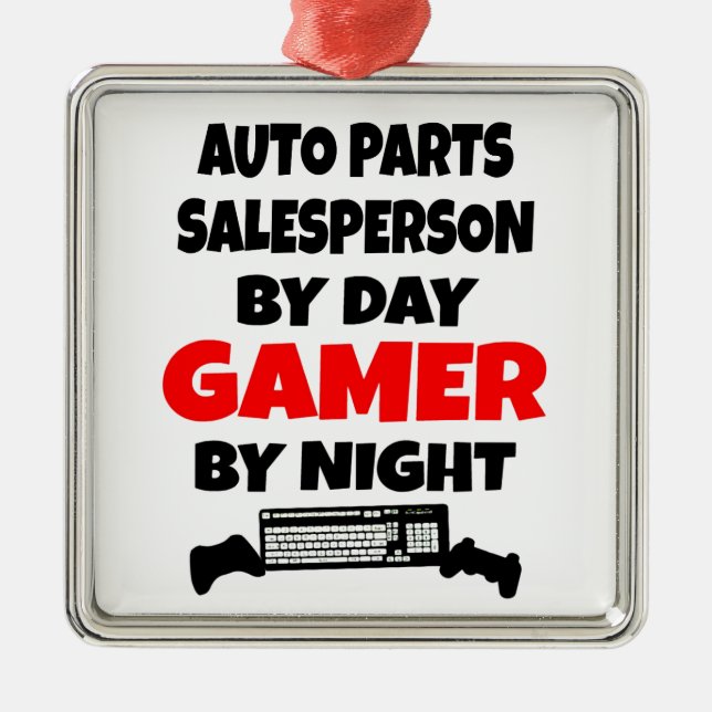 Auto Parts Salesperson by Day Gamer by Night Metal Tree Decoration (Front)