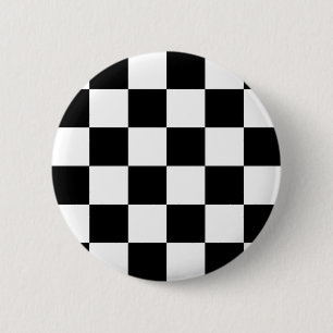 Auto Racing Chequered  Chequered Flag 6 Cm Round Badge