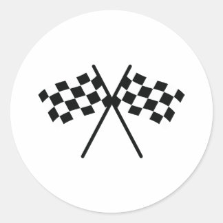 auto racing chequered flag classic round sticker