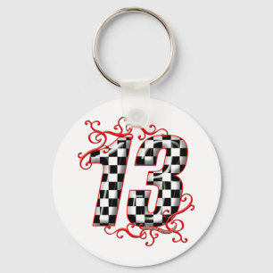 auto racing number 13 key ring