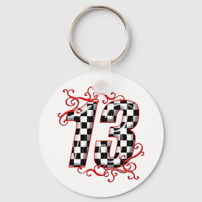auto racing number 13 key ring (Front)