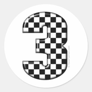 auto racing number 3 classic round sticker
