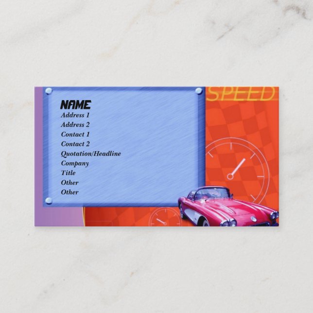 Auto Racing Profile Card (Front)