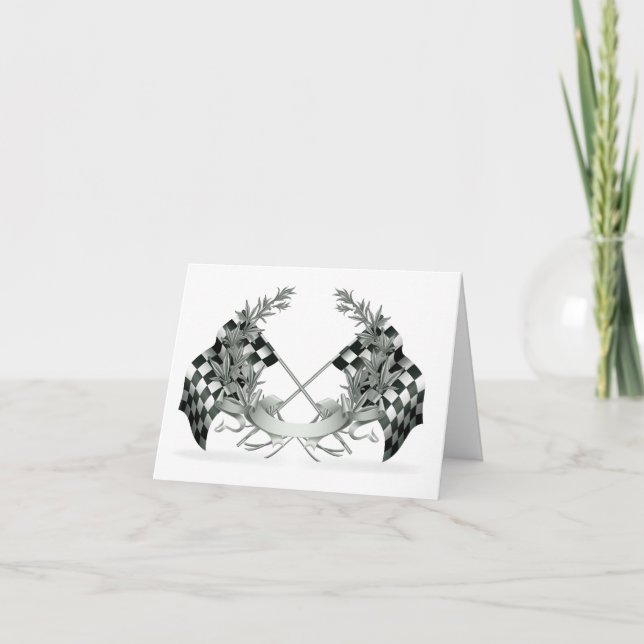 Auto Racing Race Car Thank You or Blank Note Card (Front)