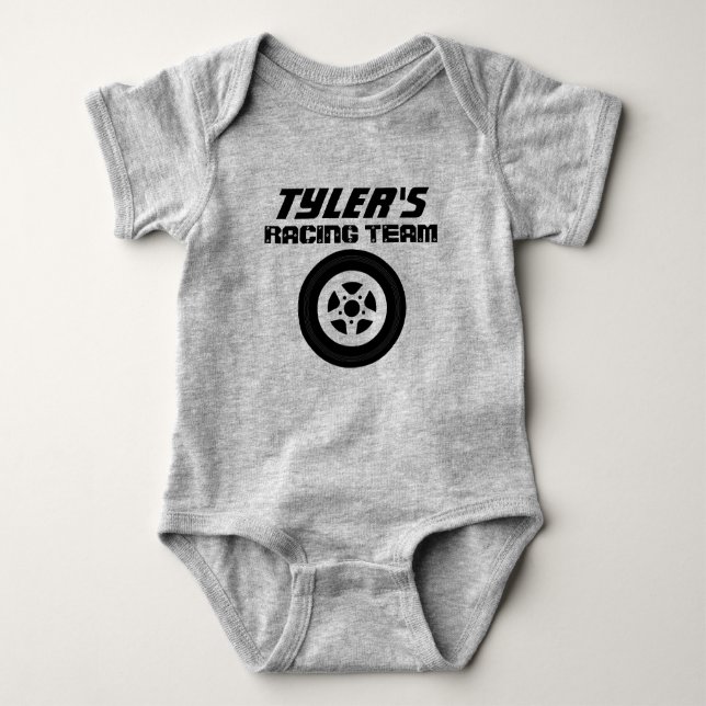 Auto racing theme baby romper bodysuit for boy (Front)