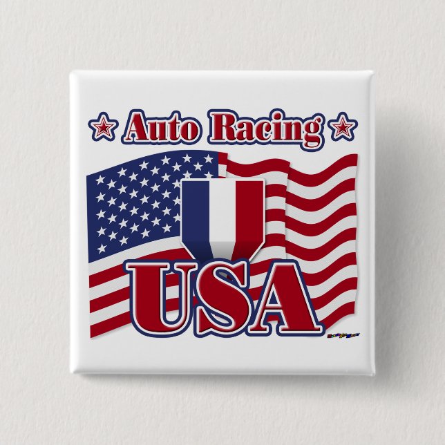 Auto Racing USA 15 Cm Square Badge (Front)
