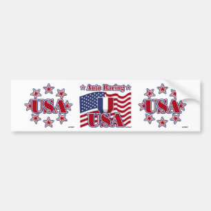 Auto Racing USA Bumper Sticker