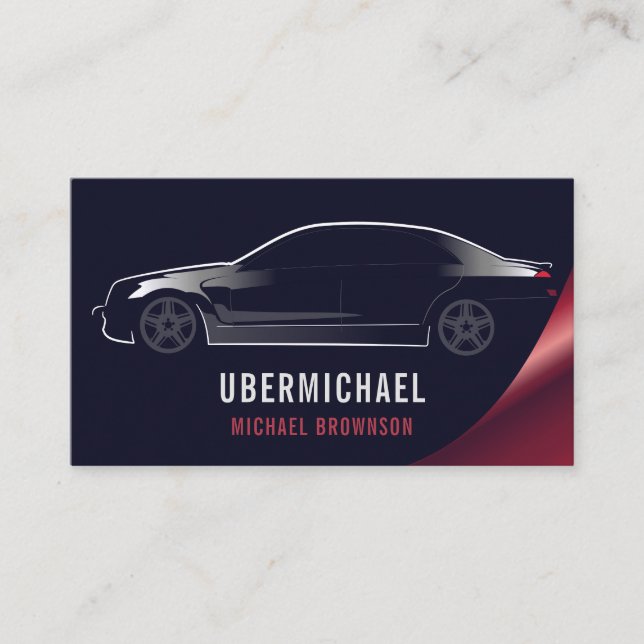 Auto Rent car Navy Red Luxury Driver Formal Business Card (Front)