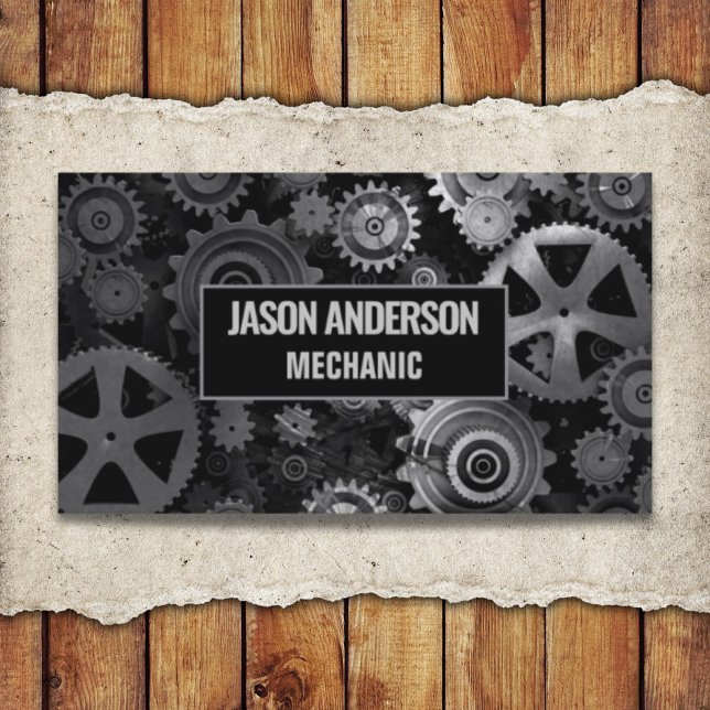 Auto Repair Automotive Industrial Gears Mechanic  Business Card (Auto Repair Automotive Industrial Gears Mechanic Business Card)
