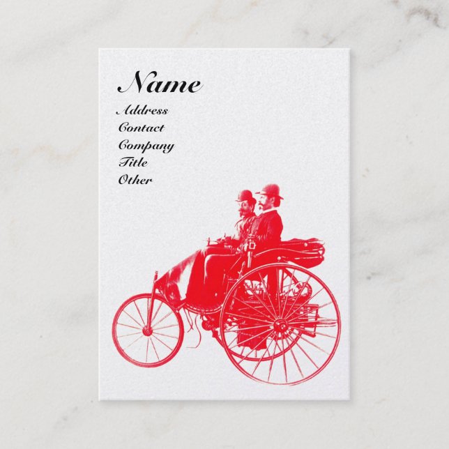 AUTO REPAIR AUTOMOTIVE MONOGRAM Red White Pearl Business Card (Front)